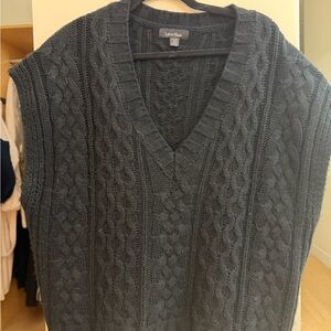 Oversized Black Cable Knit Sweater Vest